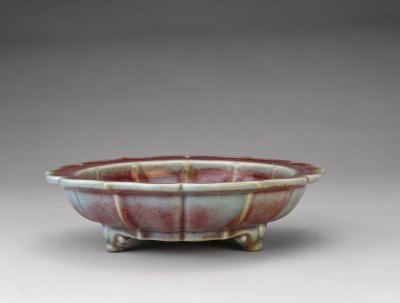 图片[1]-Jun-like glaze rhomboid flowerpot holder-China Archive